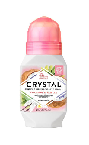 CRYSTAL - Mineral Deodorant Roll-On Coconut & Vanilla - 2.25 fl oz (66 ml)