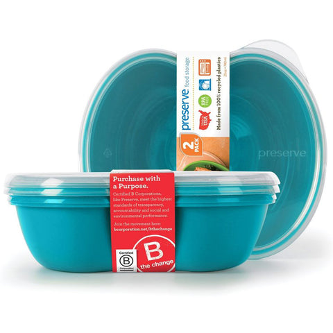 PRESERVE - Square Food Storage Container 25-Ounce Aqua Blue