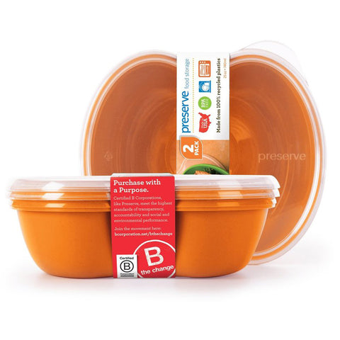 PRESERVE - Square Food Storage Container 25-Ounce Orange