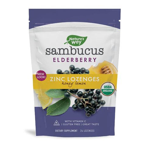 NATURE'S WAY - Sambucus Elderberry Zinc Lozenges Honey Lemon