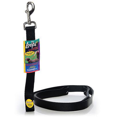 Nylon Loops Double Handle Dog Lead Black 6 Feet