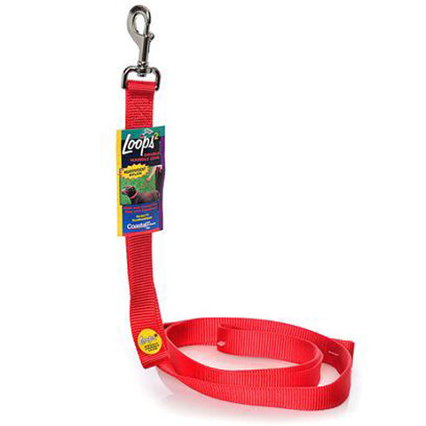 Nylon Loops Double Handle Dog Lead Red 6 Feet