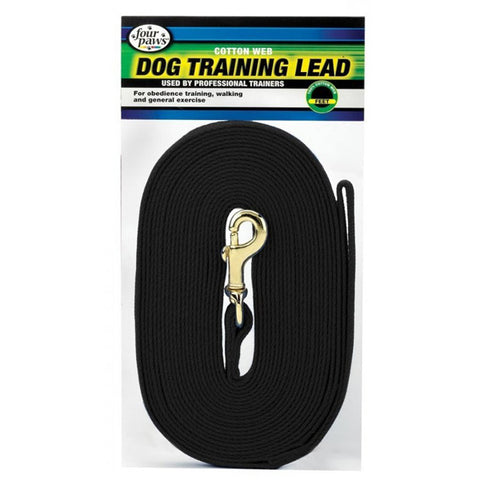 FOUR PAWS - Cotton Web Dog Lead 5/8 Inch x 15 Feet Black