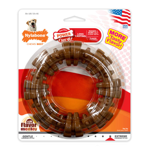 POWER CHEW - Textured Ring Dog Chew Toy Flavor Medley Large