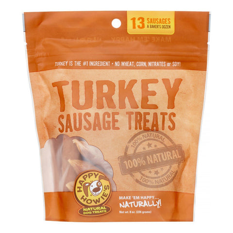 HAPPY HOWIE'S - 4 In. Turkey Sausage Dog Treats Bakers Dozen (13 Count)