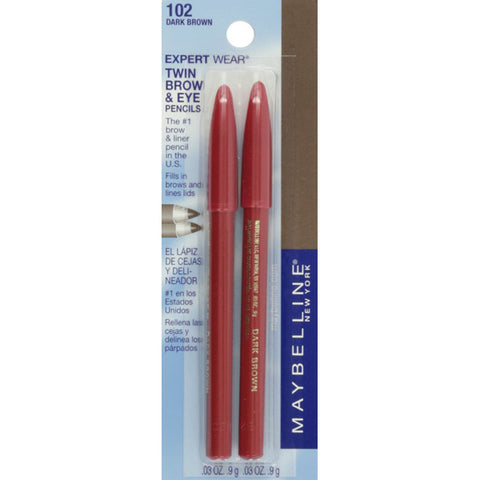 MAYBELLINE - Expert Wear Twin Brow and Eye Pencils 102 Dark Brown