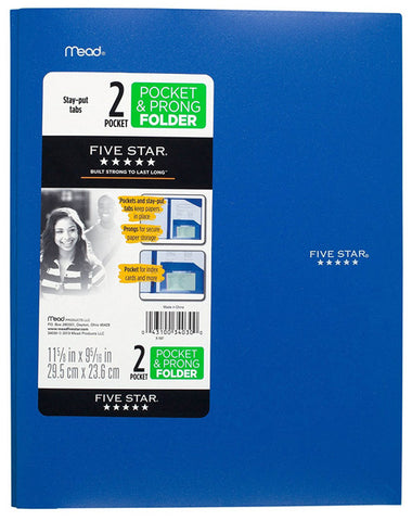 FIVE STAR - Pocket Folder Stay-Put Plastic Folder 11-5/8" x 9-5/16"