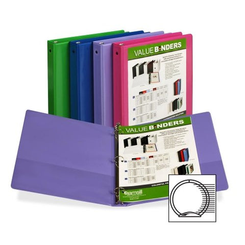SAMSILL - Economy 2-Pocket Round Ring View Binder Assorted Color