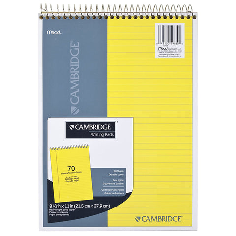 MEAD - Cambridge Stiff-Back Wirebound Legal Pad, Canary 8-1/2" x 11"