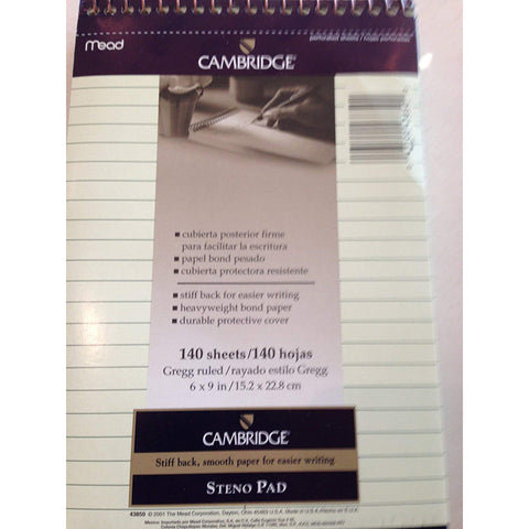 MEAD - Cambridge Stiff-Back Steno Pad Wirebound 6" x 9"