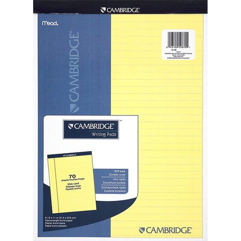 MEAD - Cambridge Stiff Back Legal Pad, Canary 8.5" x 11"