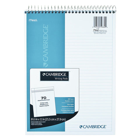 MEAD - Cambridge Stiff-Back Wirebound Note Pad, White 8.5" x 11"