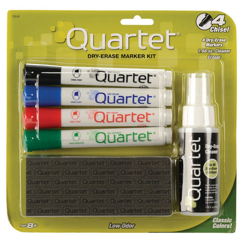 QUARTET - Classic Dry-Erase Kit, Chisel Tip Dry-Erase Markers, Eraser, Spray Cleaner