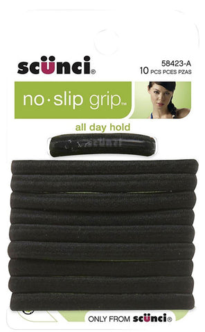 SCUNCI - Elastic No-Slip Ponytail Holders Black