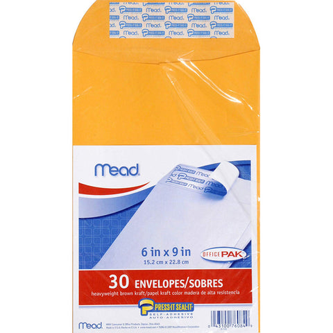 MEAD - Press-It Seal-It 6' x 9" Envelopes Office Pack