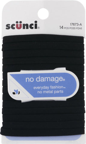 SCUNCI - No Damage Hair Ties Black 6mm