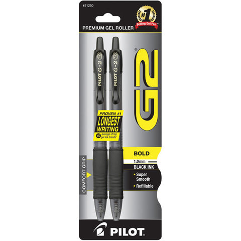 PILOT G2 - Premium Gel Ink Roller Ball Pens Bold Point Black