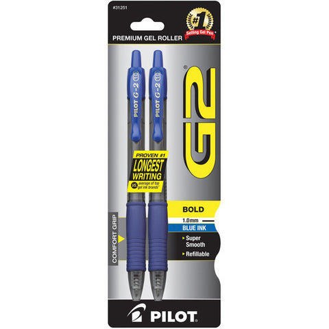 PILOT G2 - Premium Gel Ink Roller Ball Pens Bold Point Blue