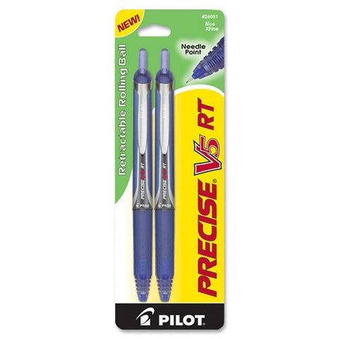 PILOT - Precise V5 RT Rolling Ball Pens Extra Fine Pointt Blue Ink