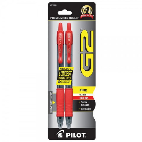 PILOT G2 - Premium Gel Ink Roller Ball Pens Fine Point Red