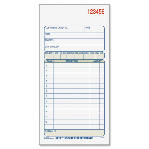 ADAMS - 2-Part Carbonless Sales Order Book 3-11/32" x 7-3/16"