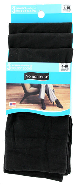 NO NONSENSE - Silky Trouser Socks Black Sizes 4-10 - 3 Pairs