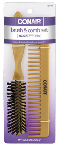 CONAIR - Simulated Wood Thumb Grip Nylon Volume Comb Set