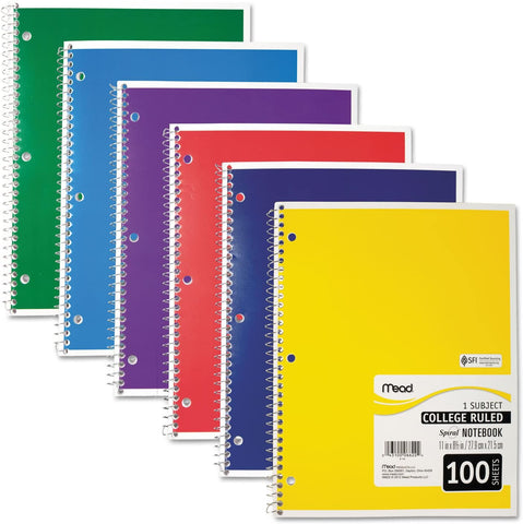 FIVE STAR - Spiral 1 Subject College Ruled Notebook 100 Sheets