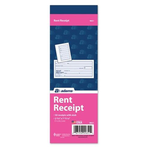 ADAMS - Rent Receipt Book with Stub 2-3/4" x 7-15/16"