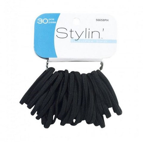 SHALOM - Stylin' Flat Black Elastic Ponyholders