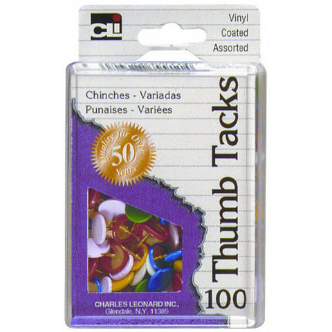 CLI - Vinyl Coated Thumb Tacks Assorted Colors