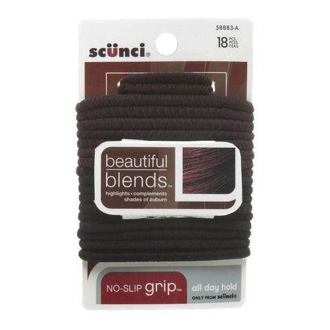 SCUNCI - No Damage Beautiful Blends Hair Elastics, Black/Brown