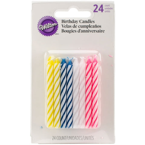 WILTON - Birthday Candle Assorted Striped Spirals