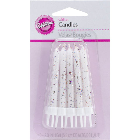 WILTON - White Glitter Candles 2.3-Inch