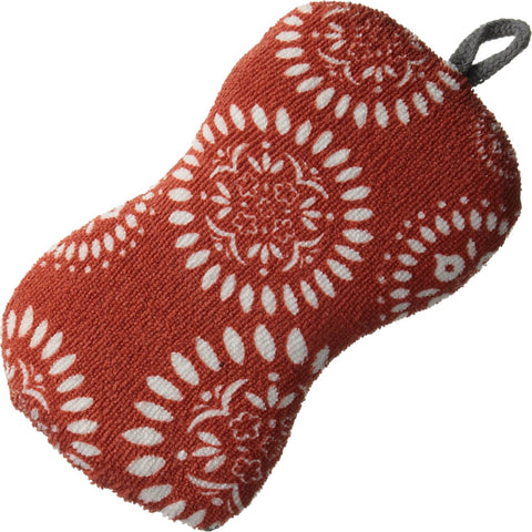 MU KITCHEN - Durable Microfiber Sponge with Scubber, Medallion Red