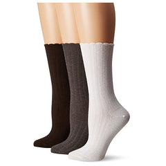 No nonsense Women's Scallop Pointelle Sock 3 Pair Pack, One Size 