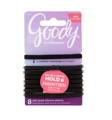 GOODY SlideProof Soft Touch Silicone Elastics Black