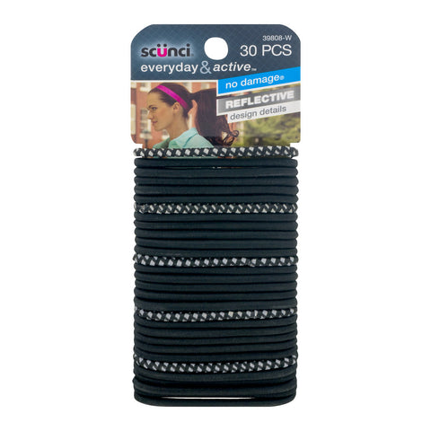 SCUNCI - Everyday and Active No Damage Hair Elastics Black