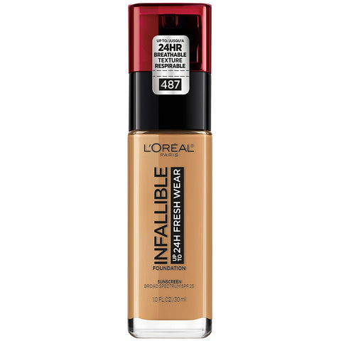 L'OREAL - Infallible 24 Hour Fresh Wear Foundation Lightweight Warm Almond 487