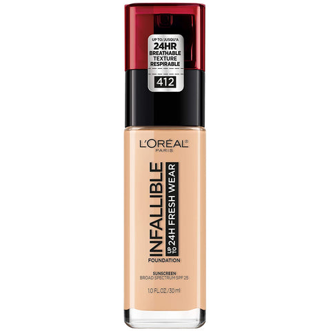 L'OREAL - Infallible 24 Hour Fresh Wear Foundation Lightweight Warm Ivory 412