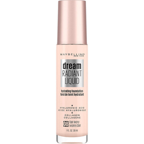 MAYBELLINE - Dream Radiant Liquid Hydrating Foundation Medium Coverage Fair Ivory 08