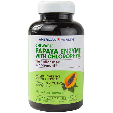 AMERICAN HEALTH - Papaya Enzyme with Chlorophyll - 600 Chewable Tablets